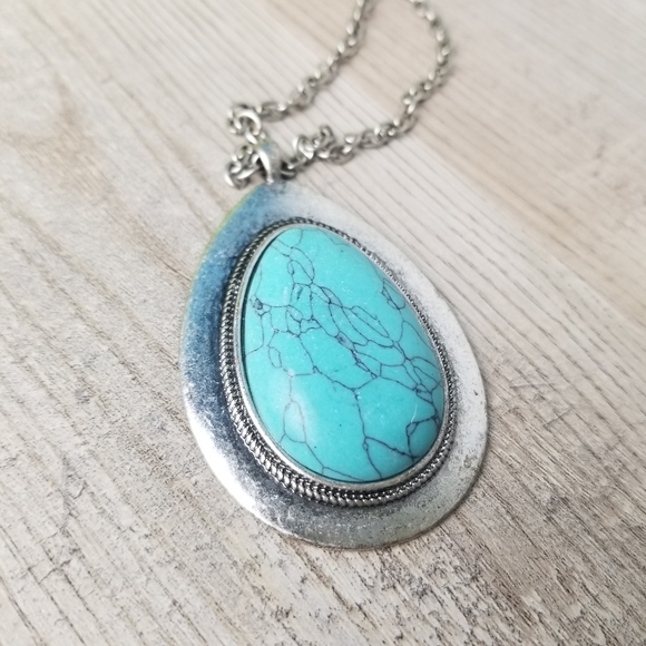 Large boho turquoise necklace - Picture 4 of 10